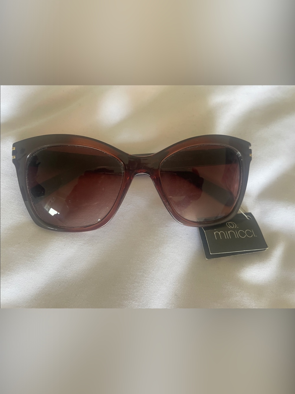 Minicci brown brown/burgundy Oversized Square Sunglasses with Brown Lenses